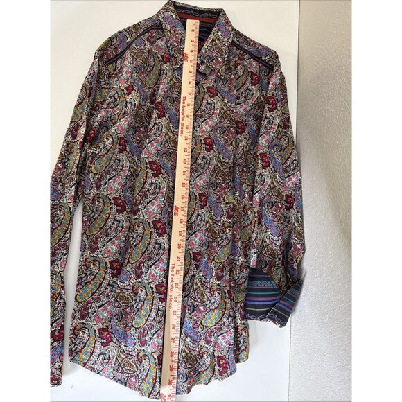 Robert Graham L Long Sleeve Shirt Button Up Paisley Multicolor Skull Crown - Picture 9 of 16